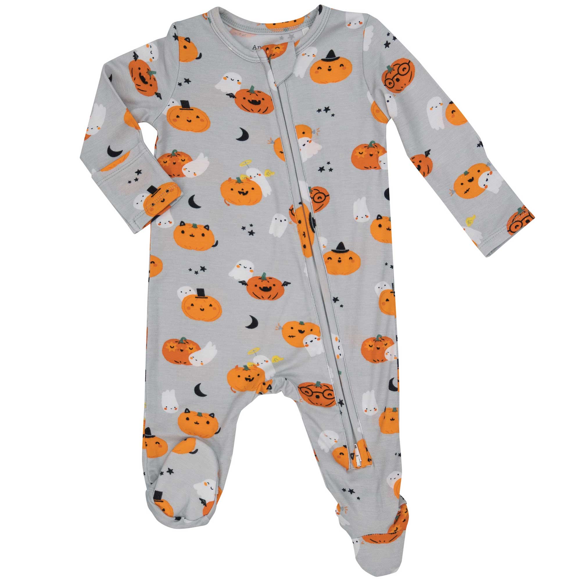 Angel Dear Halloween Zipper Footie - Pumpkins and Ghosts