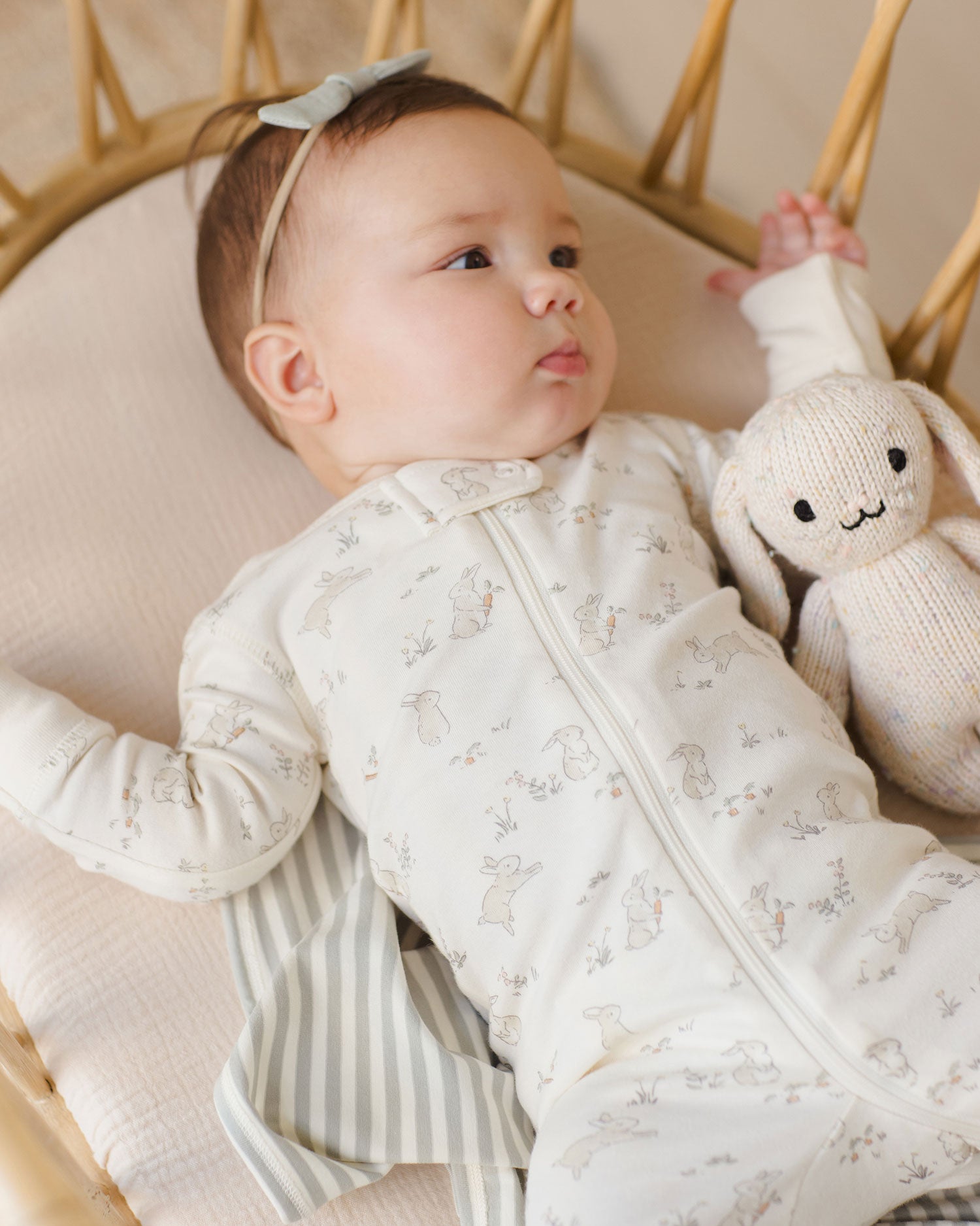 Quincy Mae Organic Zip Long Sleeve Sleeper | Bunnies