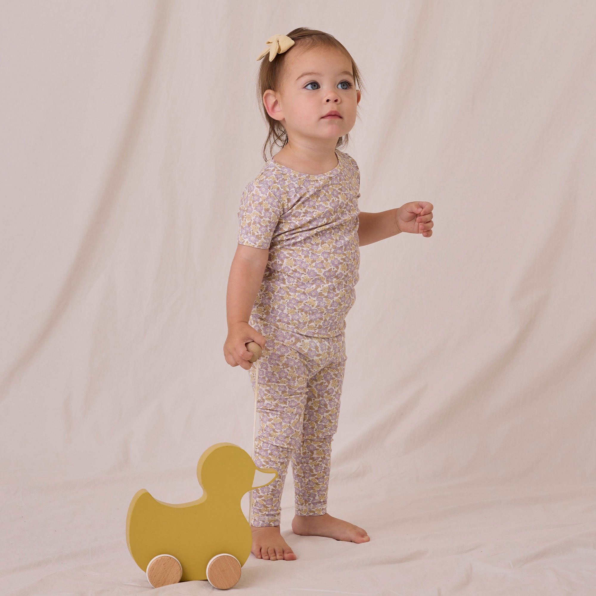 Quincy Mae Bamboo Short Sleeve Pajama Set | Purple Floral