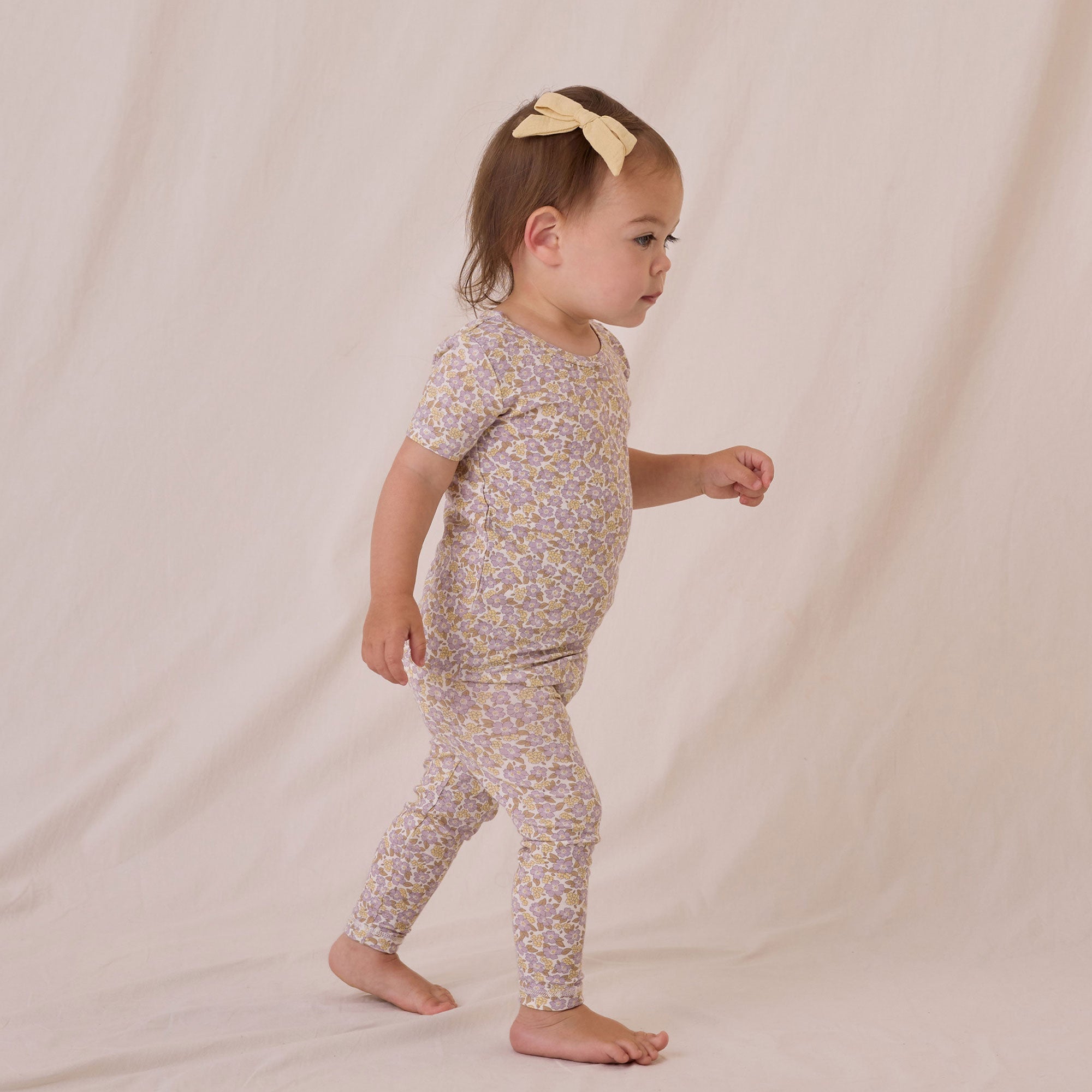 Quincy Mae Bamboo Short Sleeve Pajama Set | Purple Floral