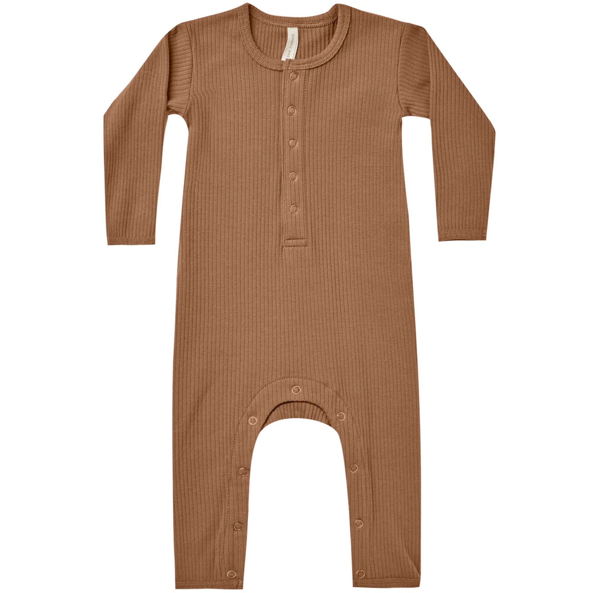 Quincy Mae Organic Ribbed Baby Jumpsuit - Cinnamon