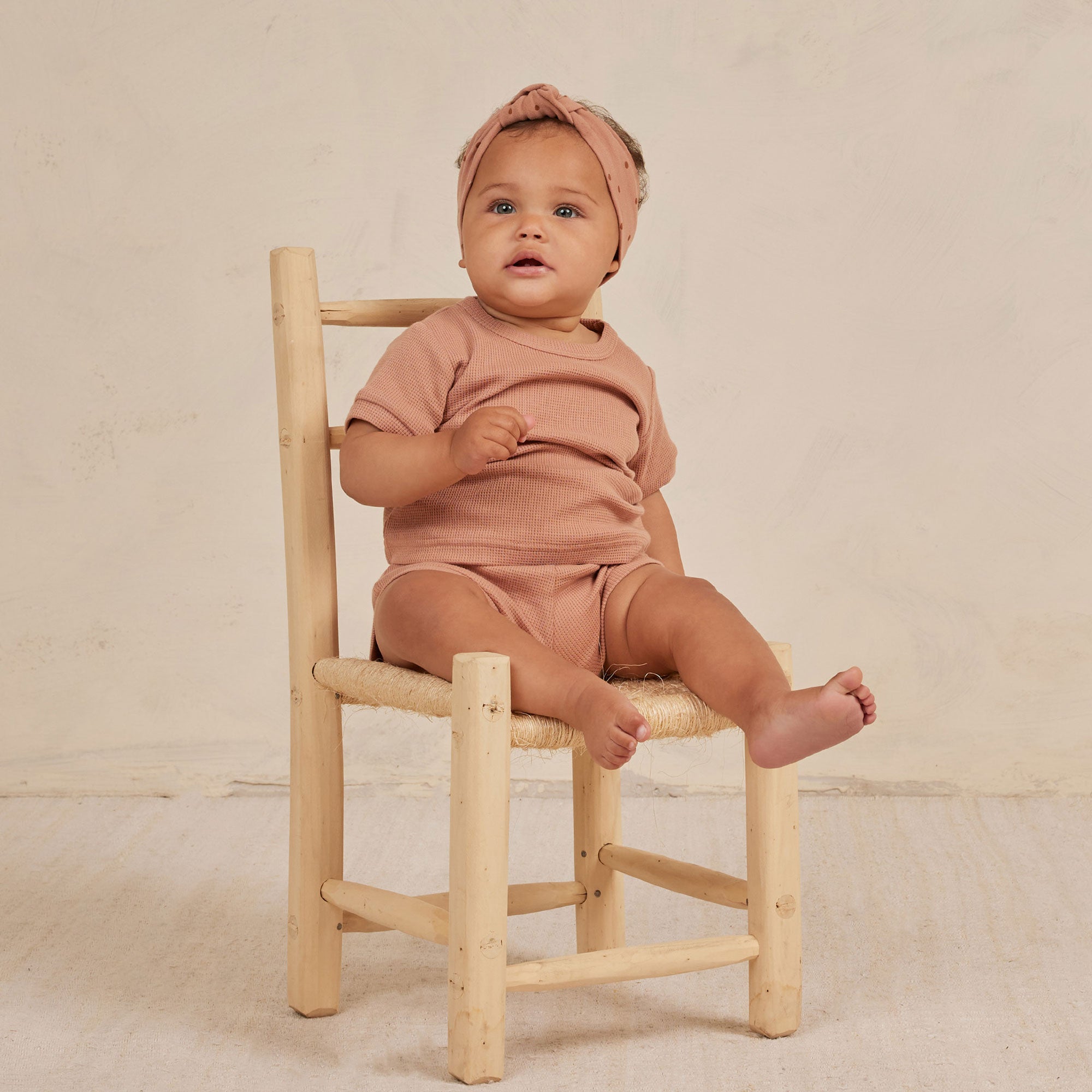 Quincy Mae Waffle Shortie Set | Rose
