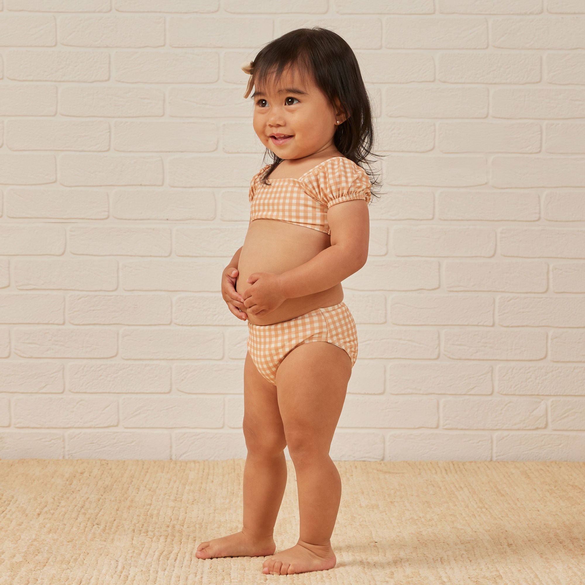 Quincy Mae Zippy Two-Piece Swimsuit | Melon Gingham