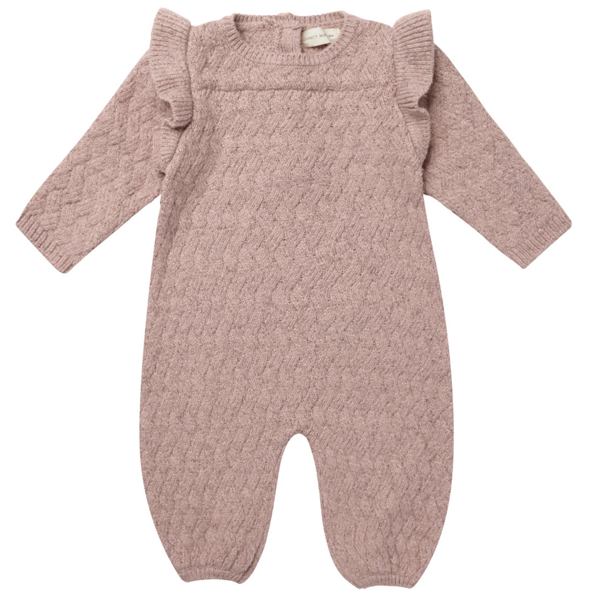 Quincy Mae Long Sleeve Mira Knit Romper - Mauve