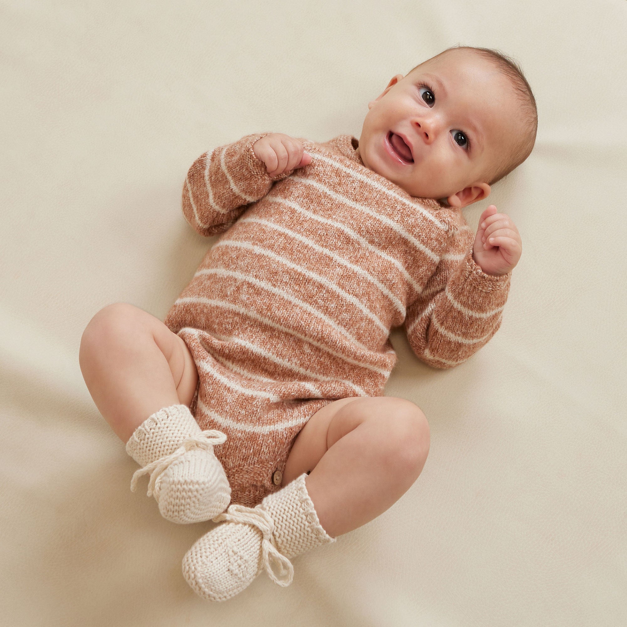 Quincy Mae Riggens Romper - Cinnamon Stripe