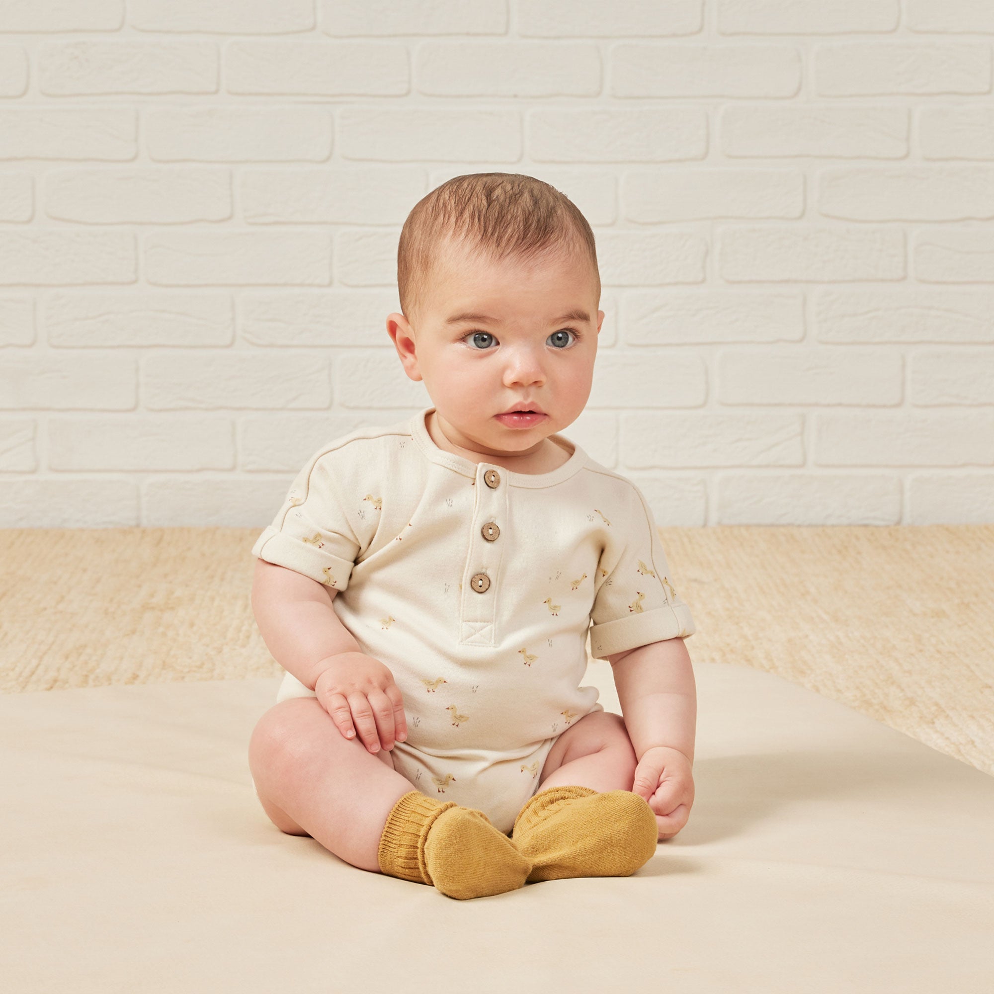 Quincy Mae Organic Short Sleeve One-Piece | Ducks