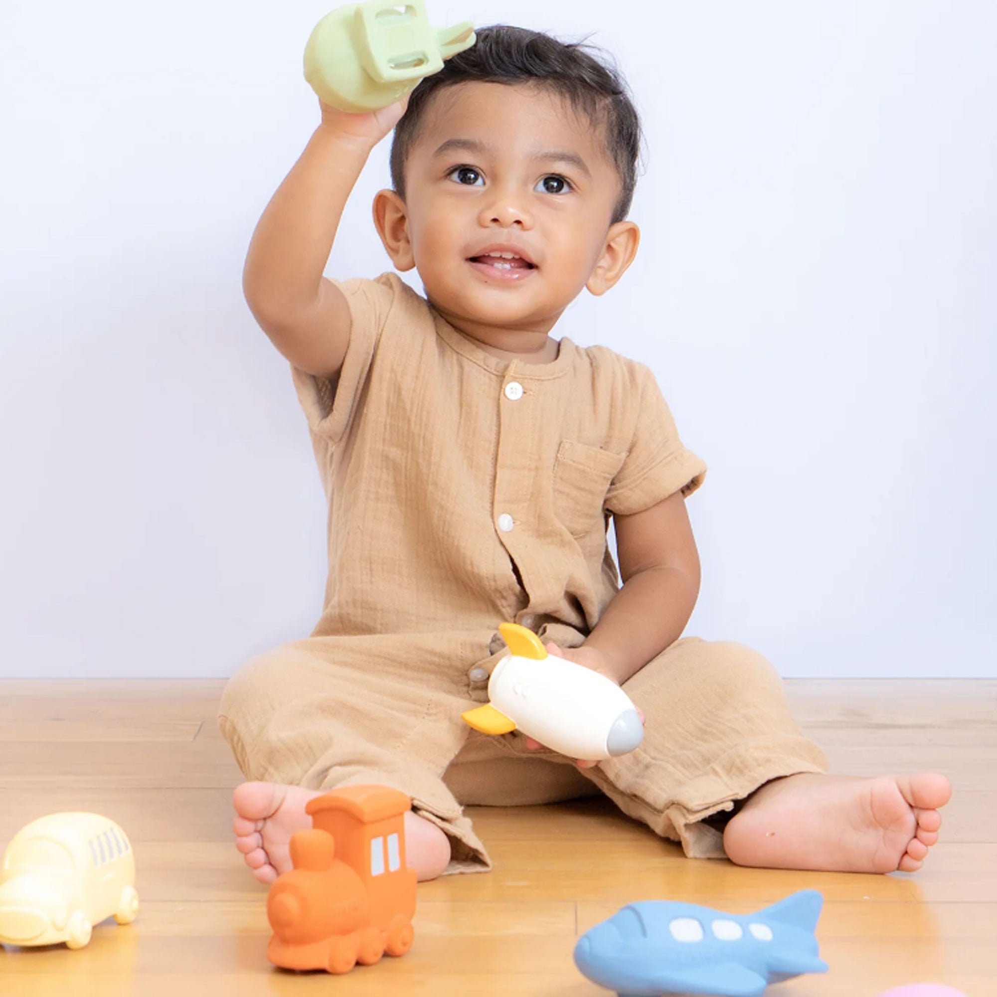 Tikiri Toys Natural Rubber Teether, Rattle & Bath Toy - Rocket