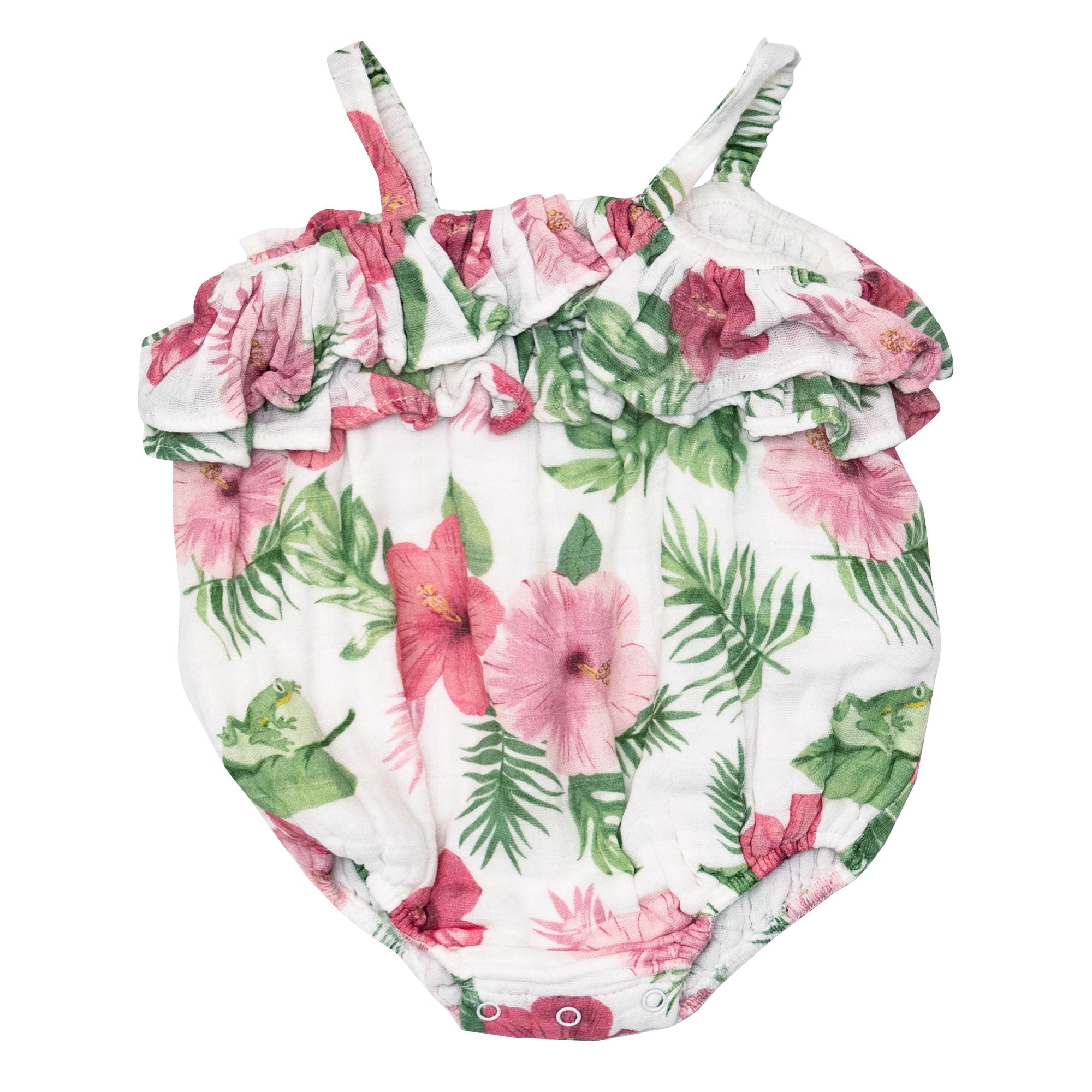 Angel Dear Organic Muslin Boho Ruffle Bubble - Hibiscus