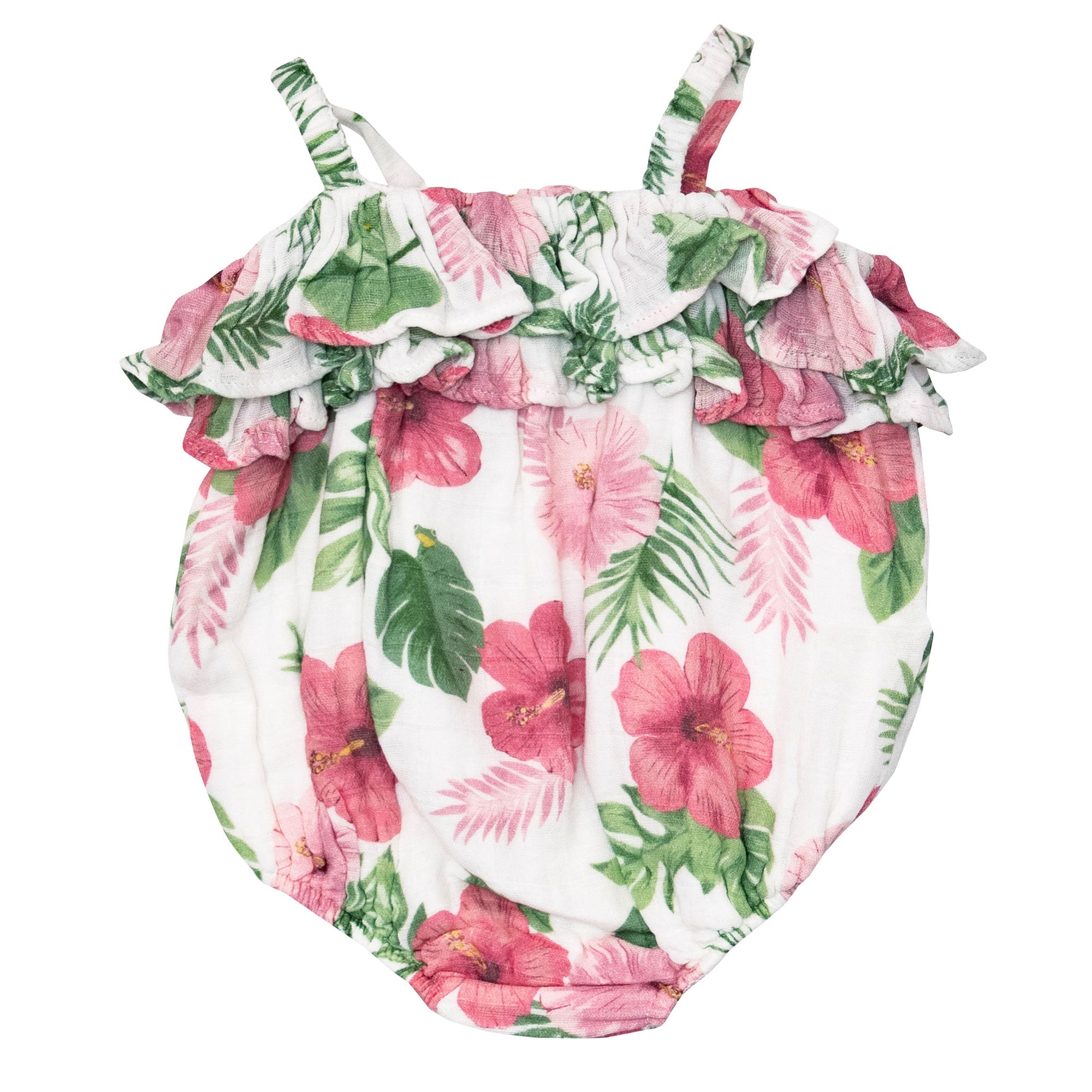 Angel Dear Organic Muslin Boho Ruffle Bubble - Hibiscus
