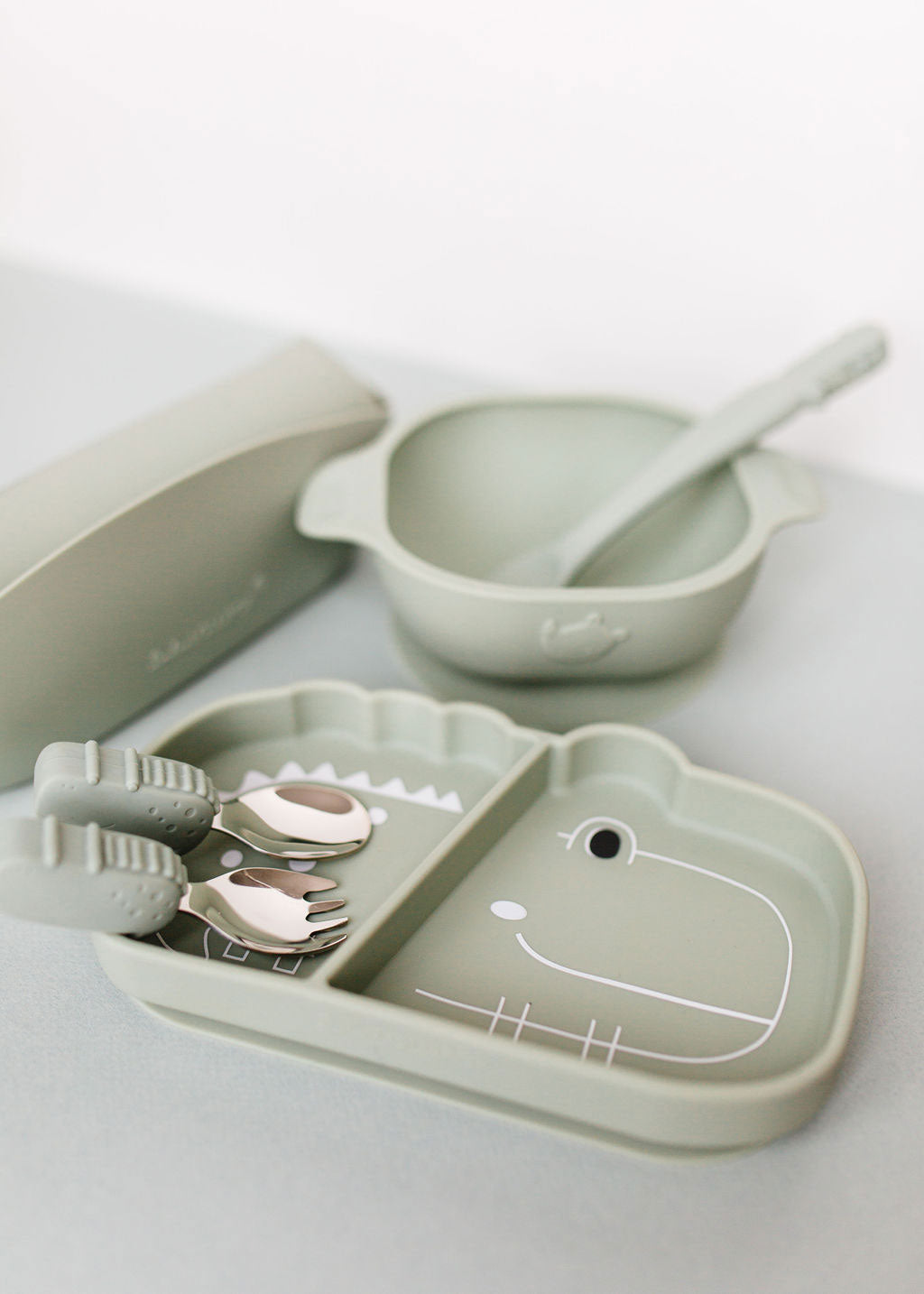 Loulou Lollipop Toddler Learning Spoon And Fork Set - Alligator