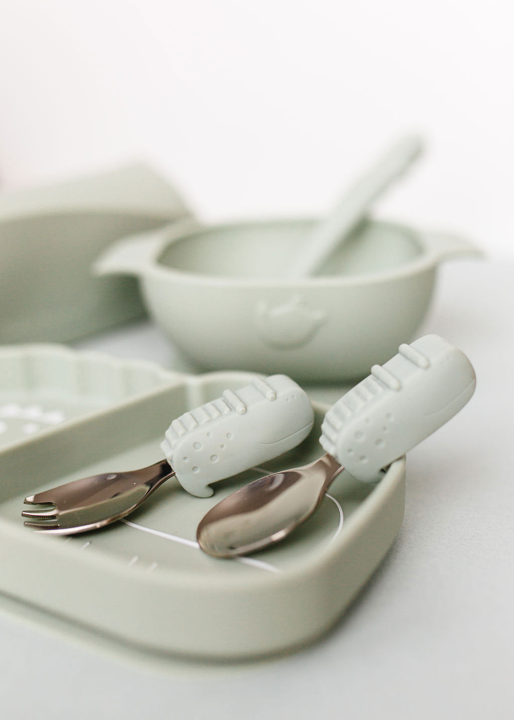 Loulou Lollipop Toddler Learning Spoon And Fork Set - Alligator