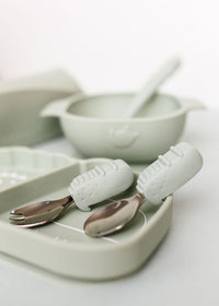 Loulou Lollipop Toddler Learning Spoon And Fork Set - Alligator