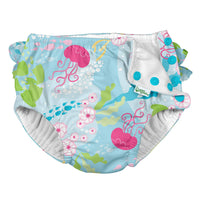 Ruffle Snap Reusable Swimsuit Diaper - Aqua Coral Reef