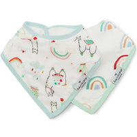 Loulou Lollipop Muslin Bandana Bib Set Llama Rainbow