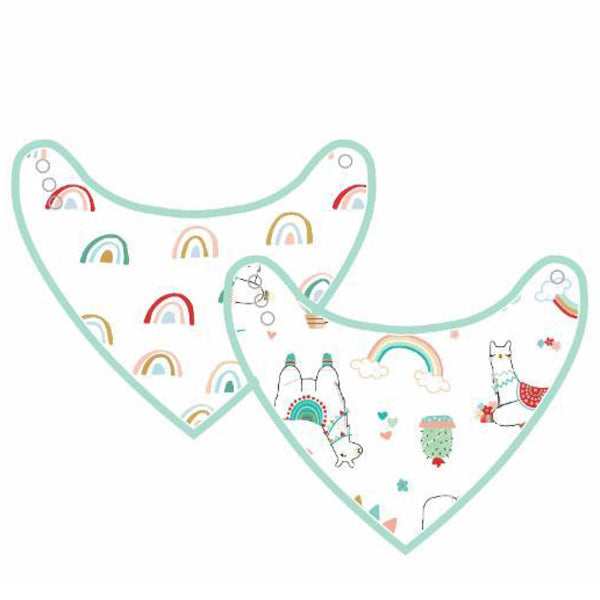 Loulou Lollipop Muslin Bandana Bib Set Llama Rainbow