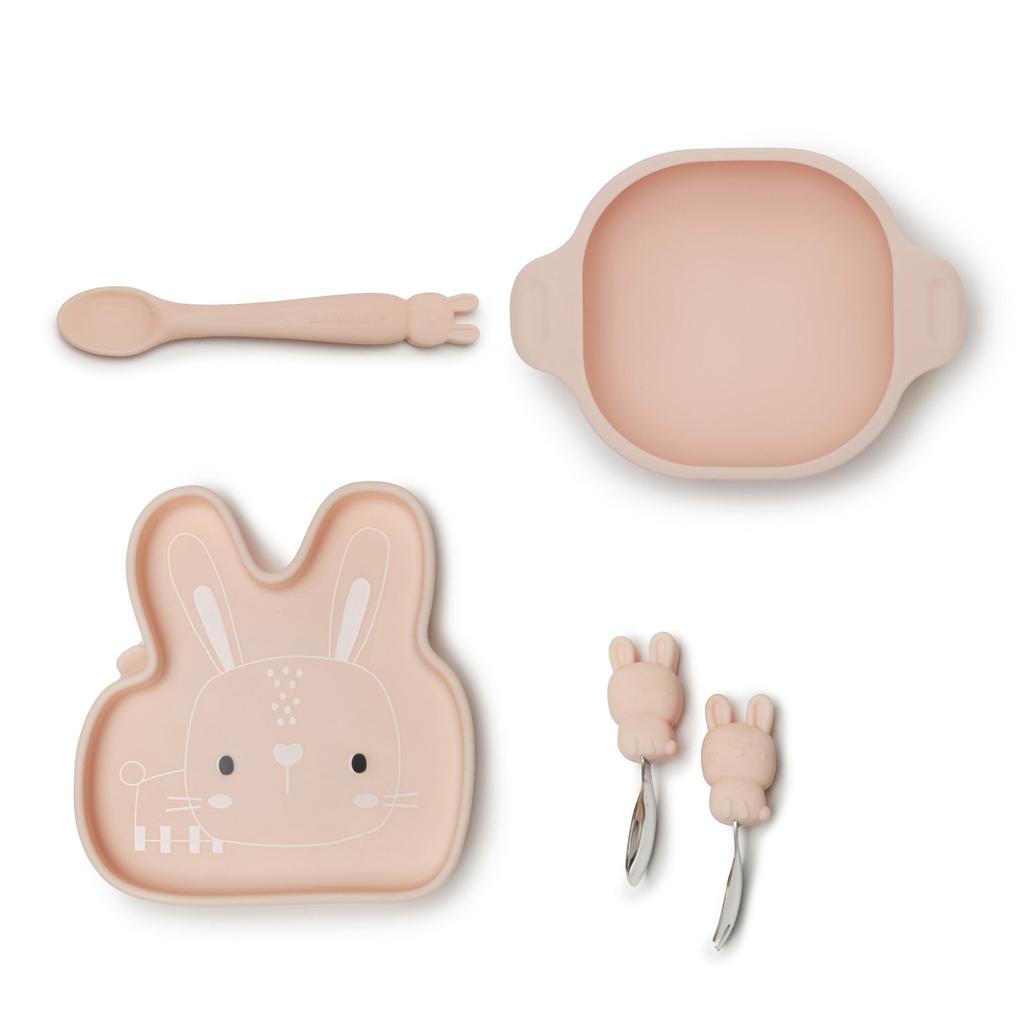 Loulou Lollipop Toddler Learning Spoon And Fork Set - Bunny