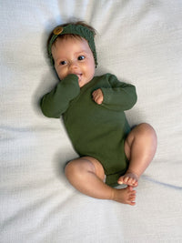 L'ovedbaby Organic Corduroy Ruffle Wrap Bodysuit - Forest