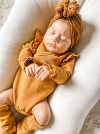 L'ovedbaby Organic Corduroy Ruffle Wrap Bodysuit - Butterscotch