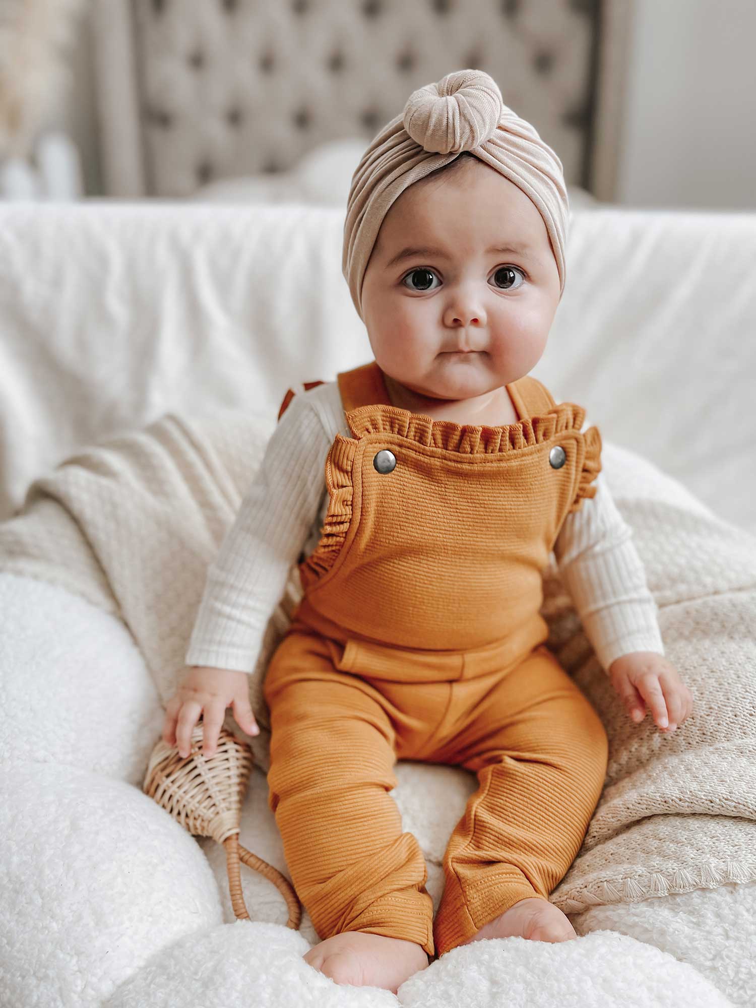 L'ovedbaby Organic Corduroy Ruffle Romper - Butterscotch