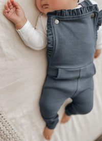 L'ovedbaby Organic Corduroy Ruffle Romper - Moonstone