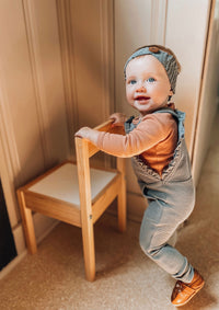 L'ovedbaby Organic Corduroy Ruffle Romper - Moonstone