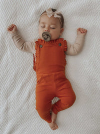 L'ovedbaby Organic Corduroy Ruffle Romper - Paprika