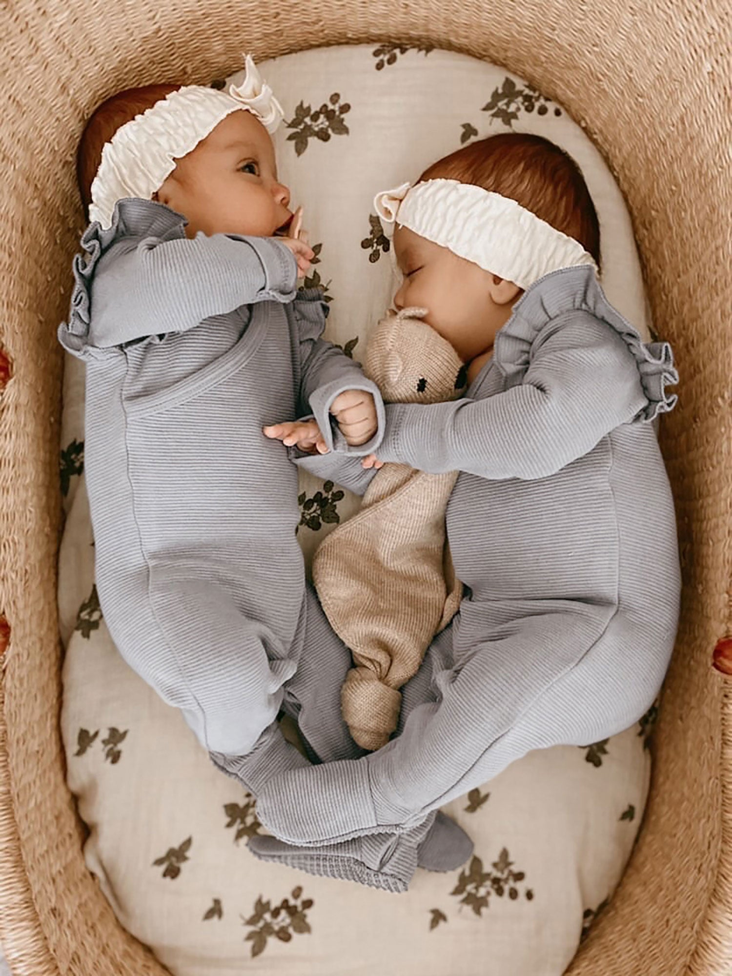 L'ovedbaby Organic Corduroy Wrap Baby Footie - Fog