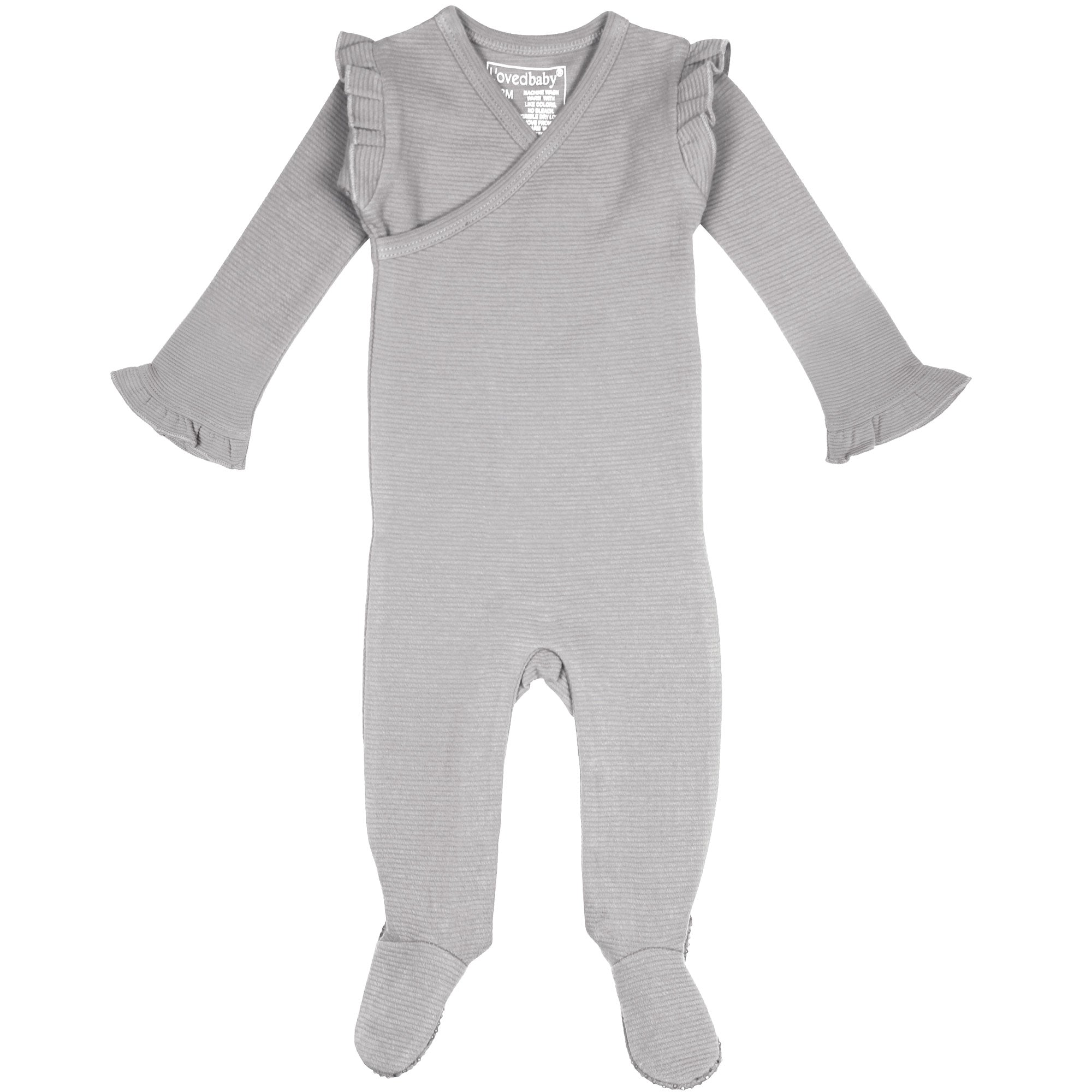 L'ovedbaby Organic Corduroy Wrap Baby Footie - Fog