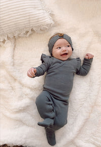 L'ovedbaby Organic Corduroy Wrap Baby Footie - Moonstone