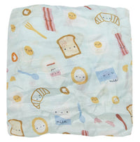 Loulou Lollipop Bamboo Muslin Fitted Crib Sheet - Breakfast Blue