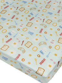 Loulou Lollipop Bamboo Muslin Fitted Crib Sheet - Breakfast Blue