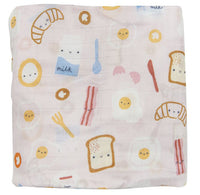 Loulou Lollipop Bamboo Muslin Fitted Crib Sheet - Breakfast Pink