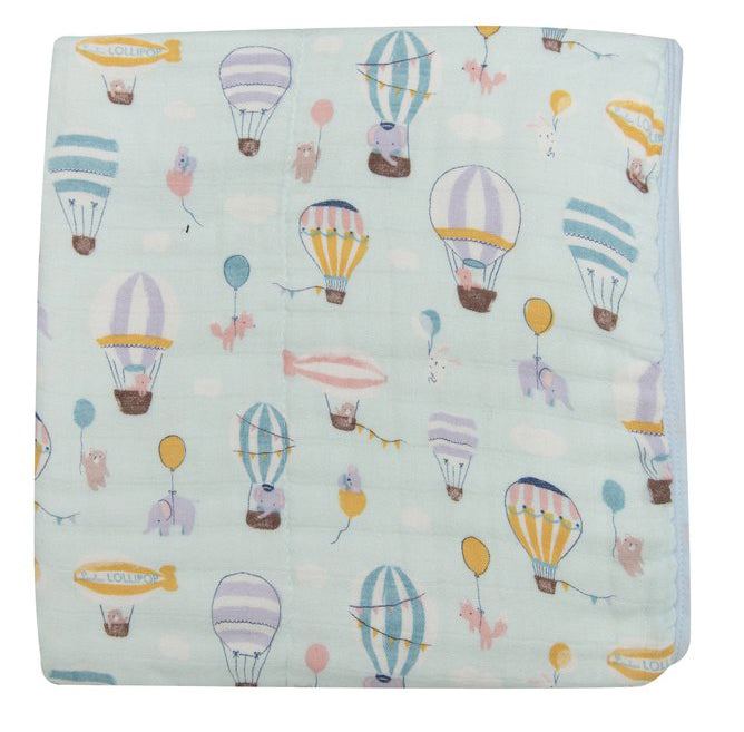 Loulou Lollipop Bamboo Muslin Fitted Crib Sheet - Up Up Away