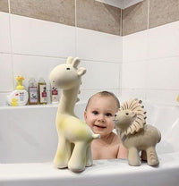 Tikiri Toys Natural Rubber Rattle, Teether & Bath Toy - Giraffe