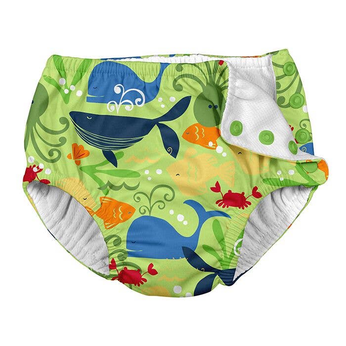 Snap Reusable Swimsuit Diaper - Green Sealife