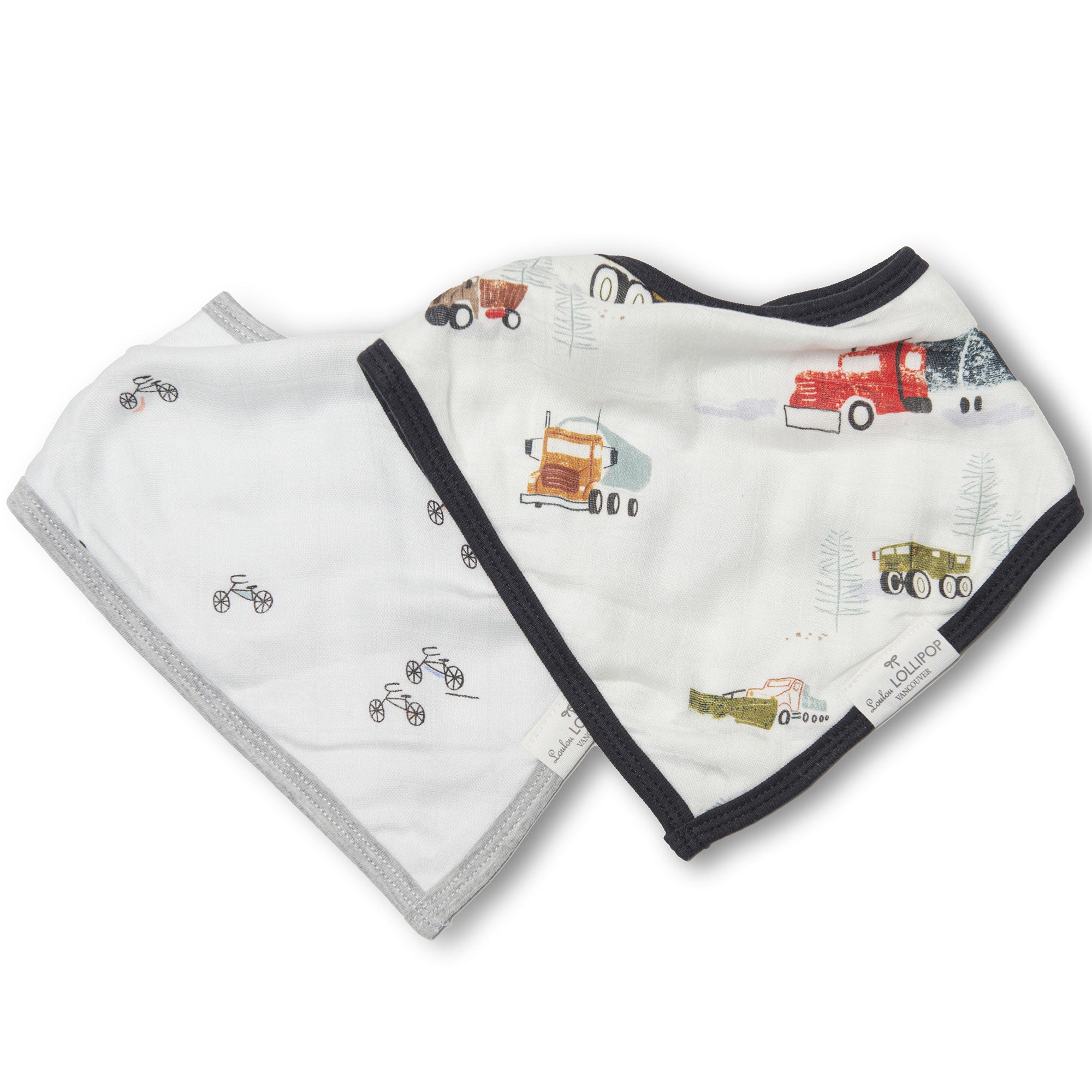 Loulou Lollipop Muslin Bandana Bib Set - Happy Trucks