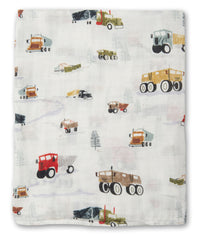 Loulou Lollipop Bamboo Muslin Swaddle Blanket - Happy Trucks