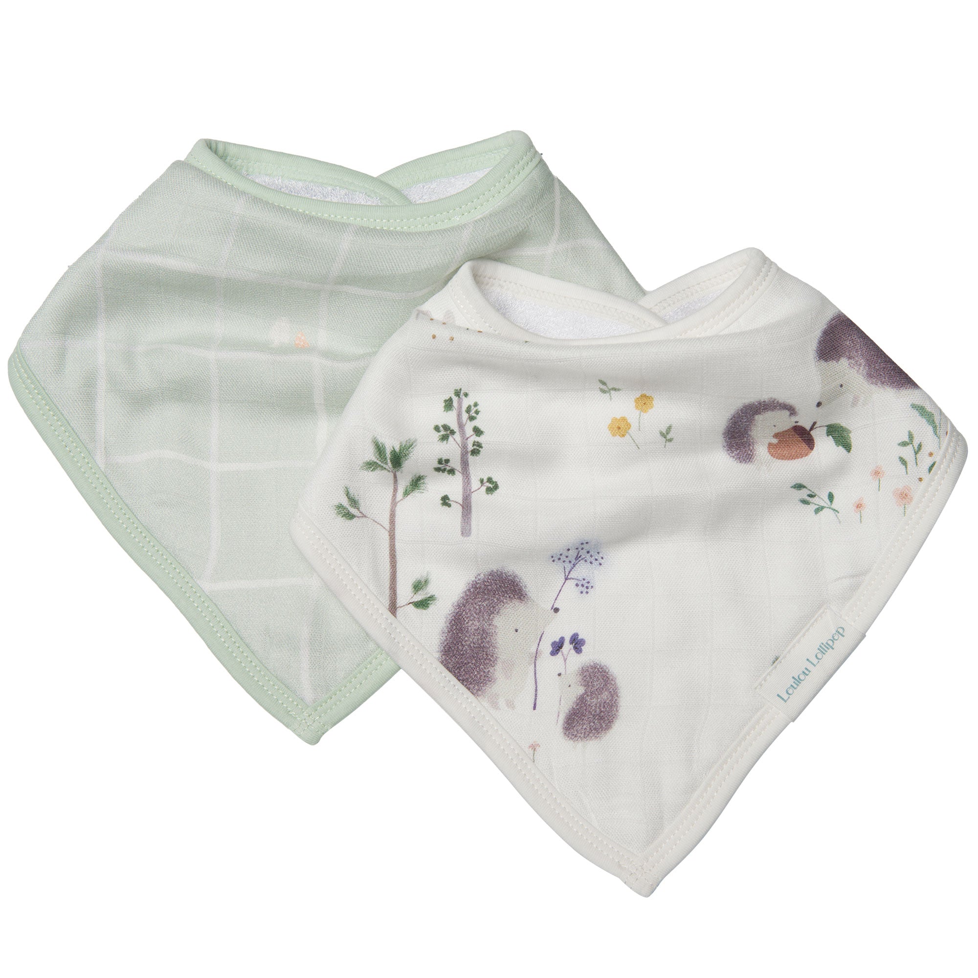 Loulou Lollipop Muslin Bandana Bib Set - Hedgehogs