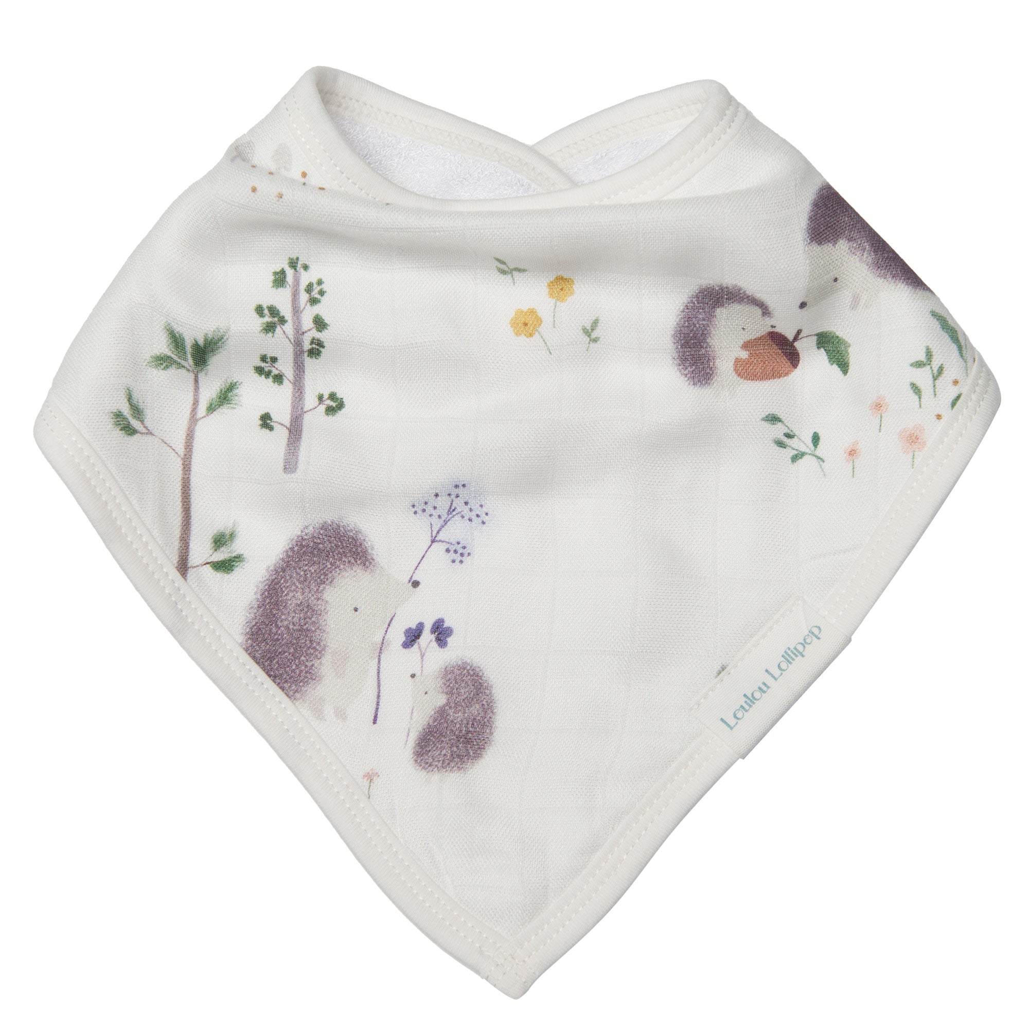 Loulou Lollipop Muslin Bandana Bib Set - Hedgehogs