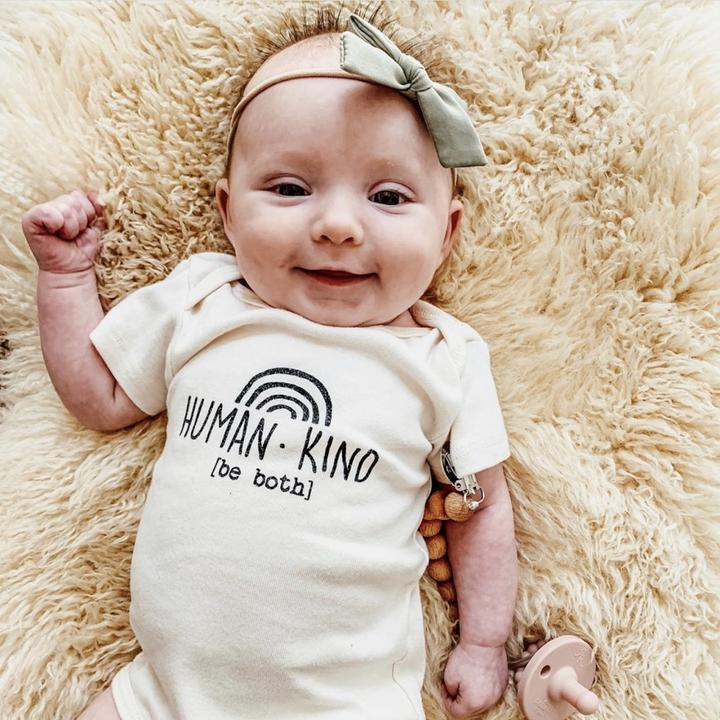 Tenth & Pine Organic Baby Short Sleeve Bodysuit - Human Kind Be Both