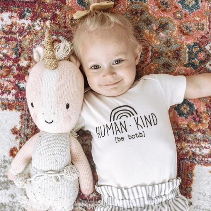 Tenth & Pine Organic Baby Short Sleeve Bodysuit - Human Kind Be Both