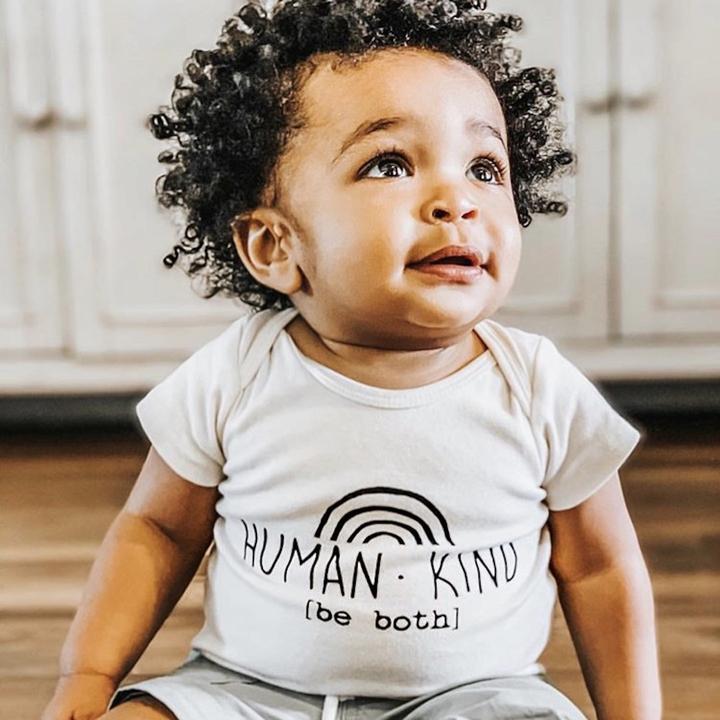 Tenth & Pine Organic Baby Short Sleeve Bodysuit - Human Kind Be Both