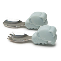Loulou Lollipop Toddler Learning Spoon And Fork Set - Elephant