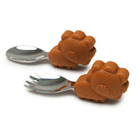 Loulou Lollipop Toddler Learning Spoon And Fork Set - Lion