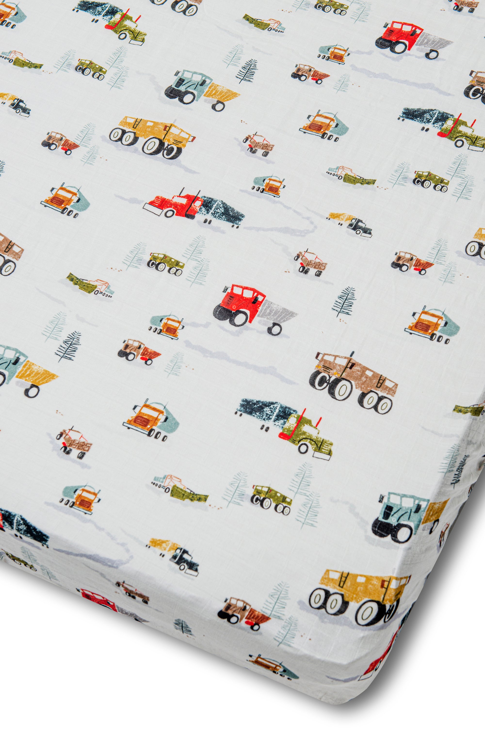 Loulou Lollipop Bamboo Muslin Fitted Crib Sheet - Happy Trucks