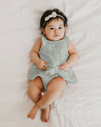 L'ovedbaby Organic Muslin Tunic Top & Bloomer Bottom Set - Green Tea