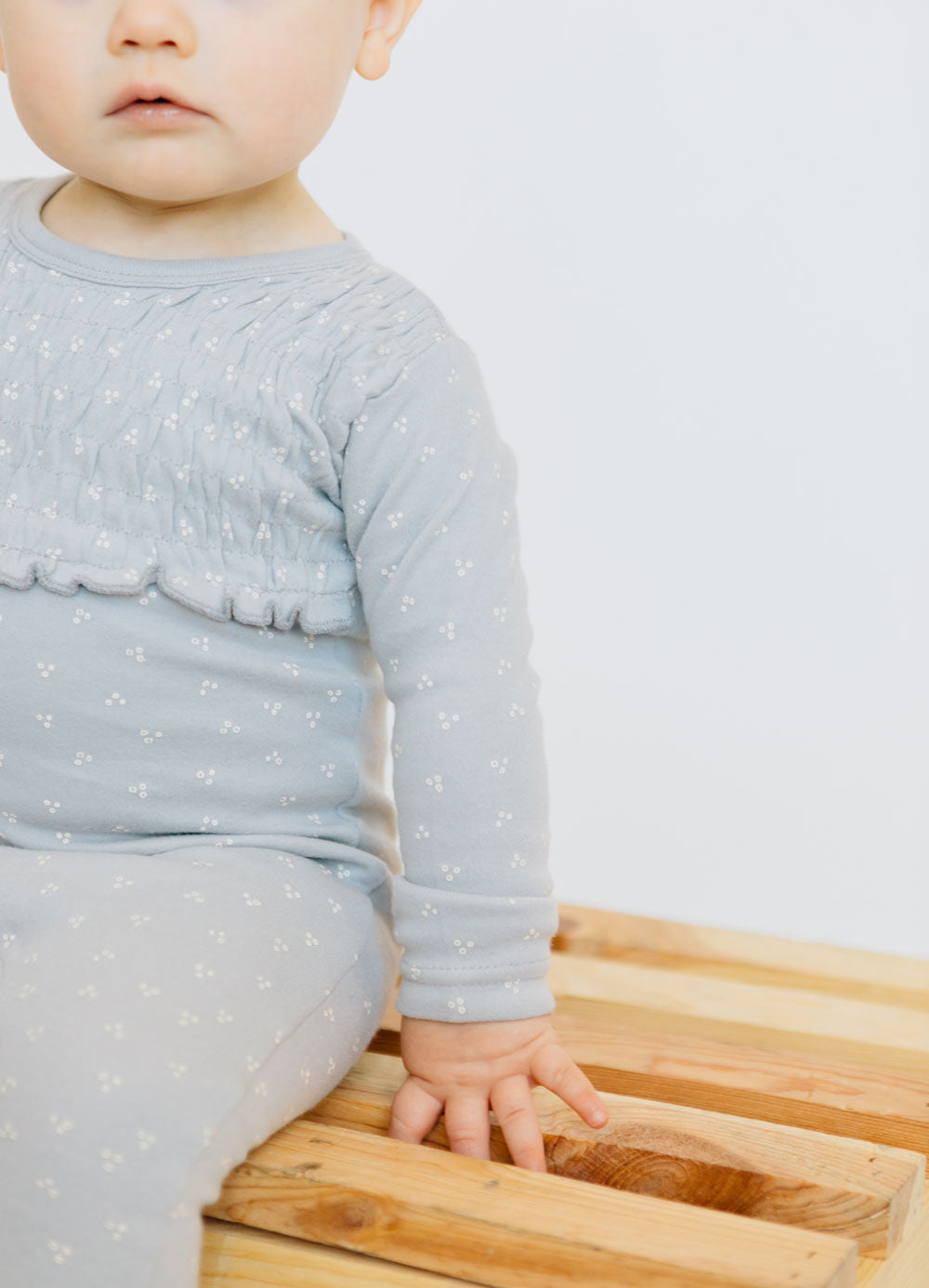 L'ovedbaby Organic Smocked Baby Footie - Fog Dots