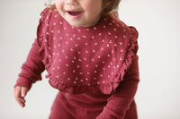 L'ovedbaby Organic Reversible Lace Ruffle Bib - Appleberry