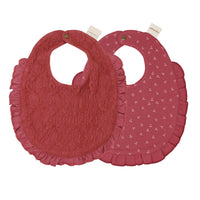 L'ovedbaby Organic Reversible Lace Ruffle Bib - Appleberry