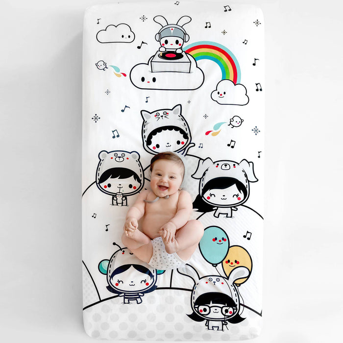 Rookie Humans Organic Cotton Crib Sheet - Party In My Crib